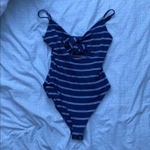 Blue striped bodysuit